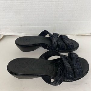 Crocs Black Wedge Sandals Sz Women’s 9